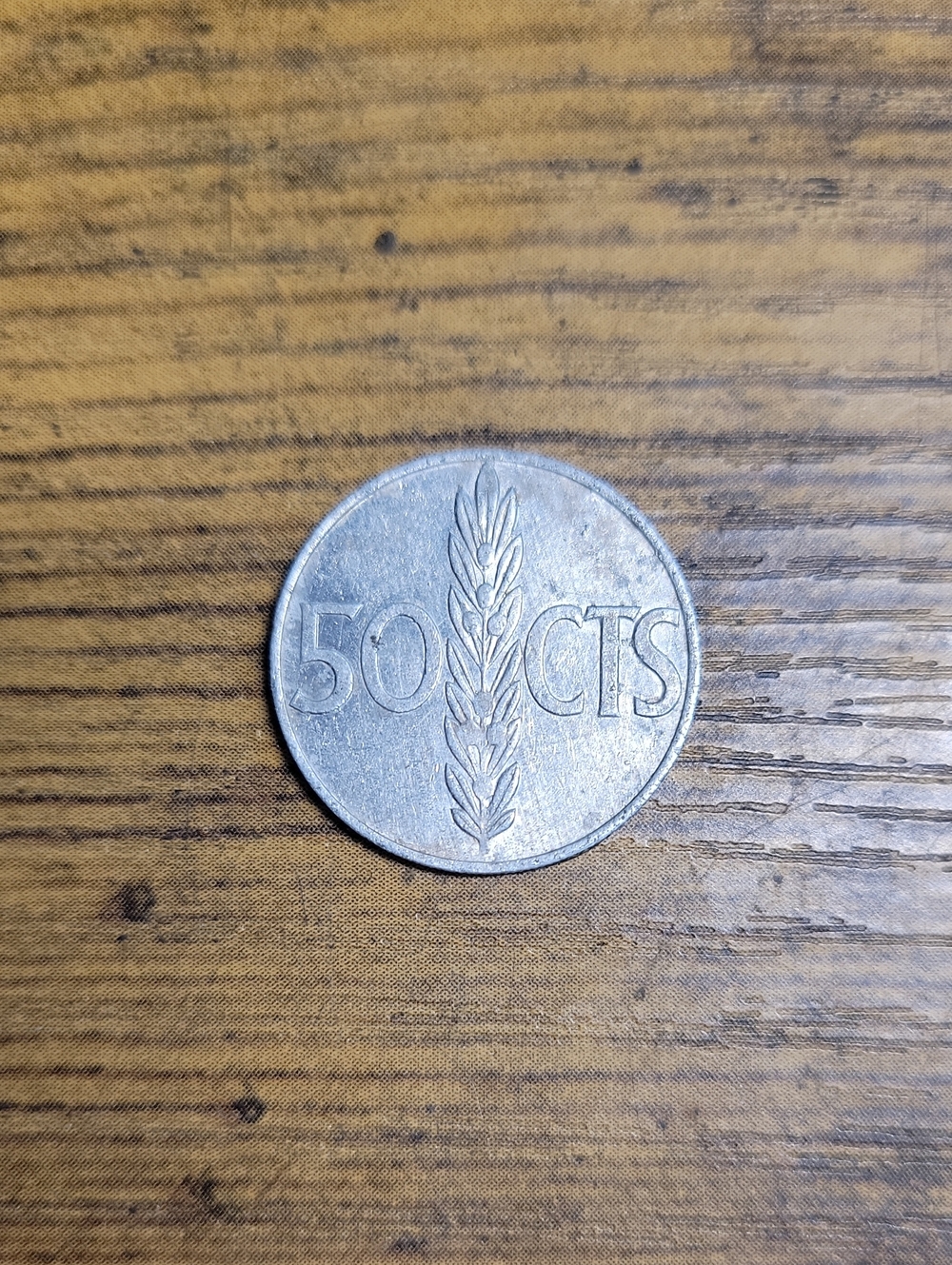 Spanish 1966 50 Cts Coin - Silver Tones